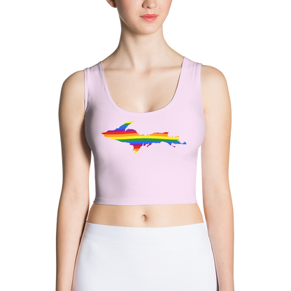 Michigan Upper Peninsula Crop Tank (w/ UP Rainbow Pride Flag) | Pale Lavender