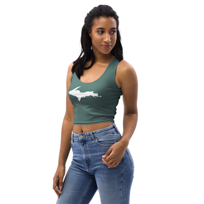 Michigan Upper Peninsula Crop Tank (w/ UP Outline) | Copper Green