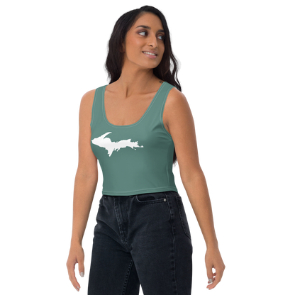 Michigan Upper Peninsula Crop Tank (w/ UP Outline) | Copper Green