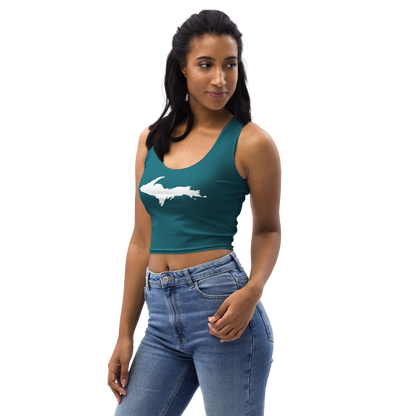 Michigan Upper Peninsula Crop Tank (w/ UP Outline) | Auburn Hills Teal