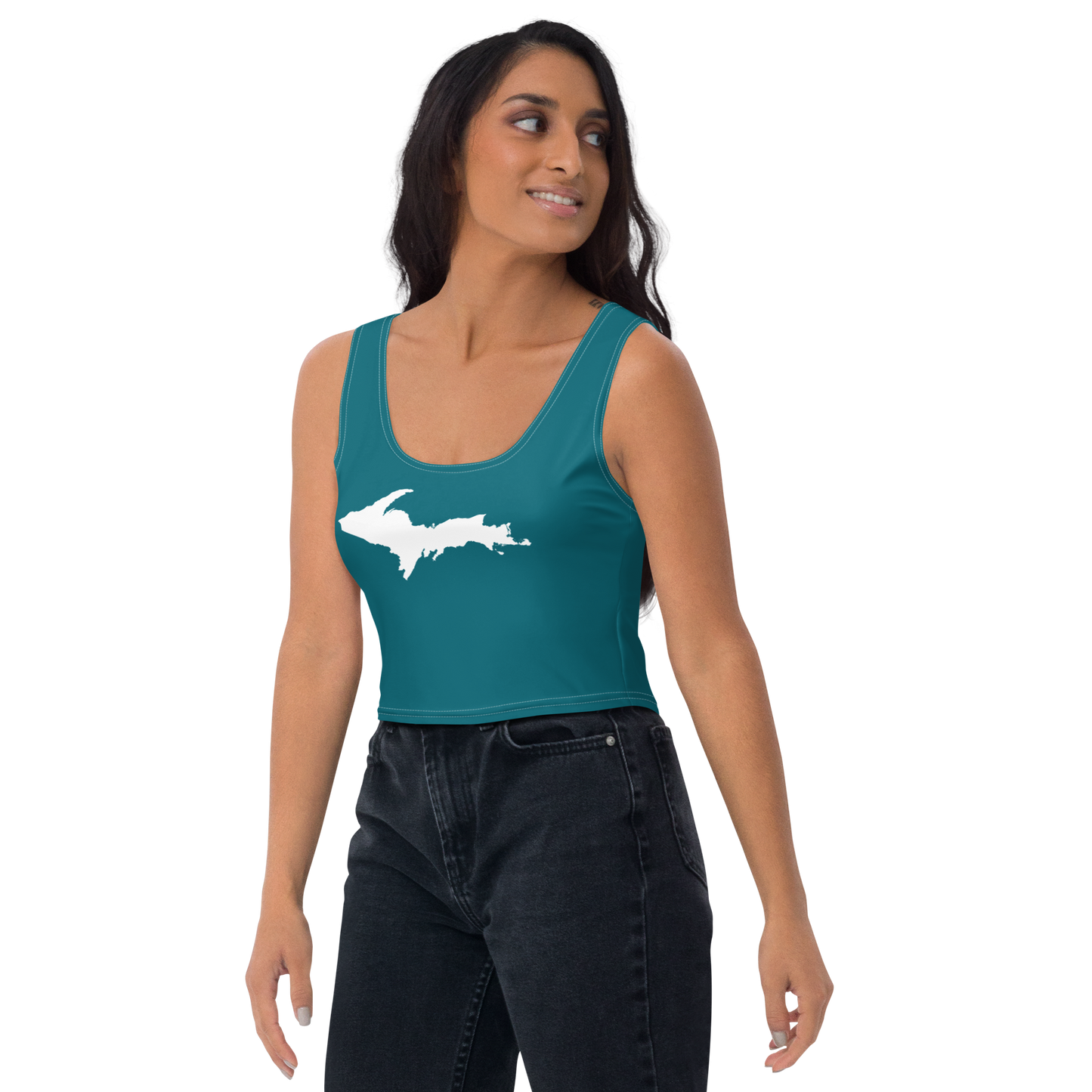 Michigan Upper Peninsula Crop Tank (w/ UP Outline) | Auburn Hills Teal