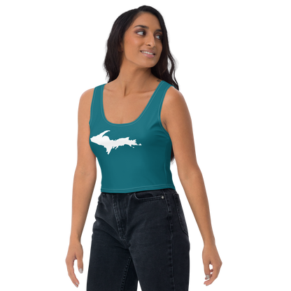 Michigan Upper Peninsula Crop Tank (w/ UP Outline) | Auburn Hills Teal