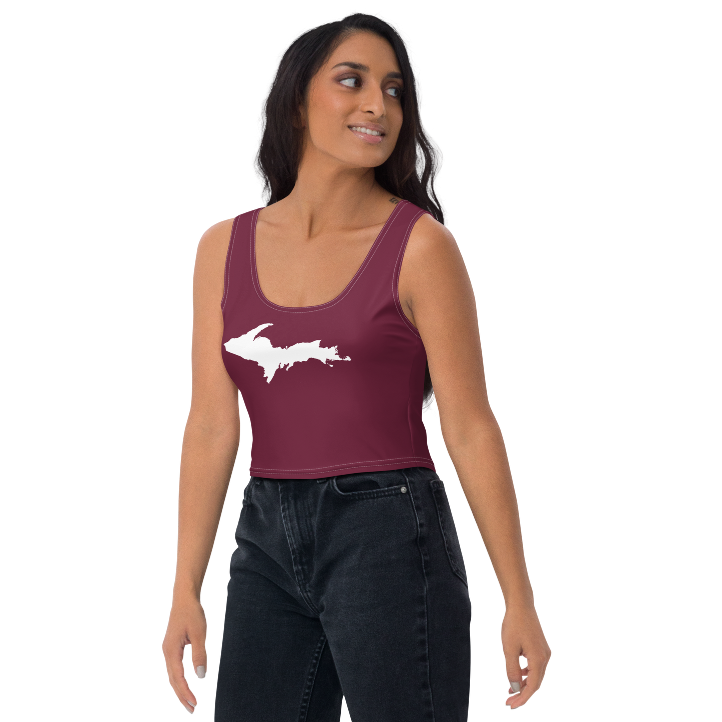 Michigan Upper Peninsula Crop Tank (w/ UP Outline) | Old Mission Burgundy