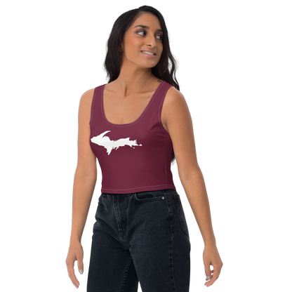 Michigan Upper Peninsula Crop Tank (w/ UP Outline) | Old Mission Burgundy