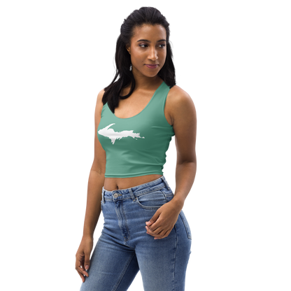 Michigan Upper Peninsula Crop Tank (w/ UP Outline) | Metallic Mint Green