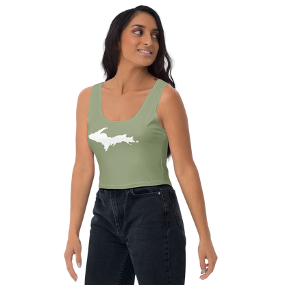 Michigan Upper Peninsula Crop Tank (w/ UP Outline) | Beachgrass Green