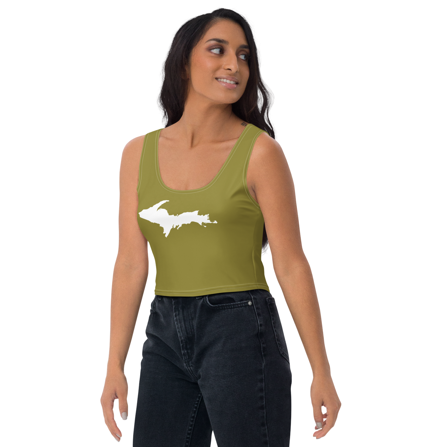 Michigan Upper Peninsula Crop Tank (w/ UP Outline) | Scrub Gold