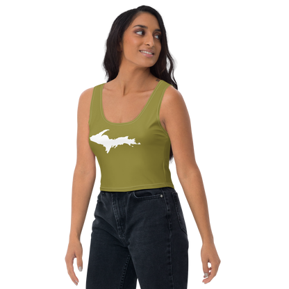 Michigan Upper Peninsula Crop Tank (w/ UP Outline) | Scrub Gold