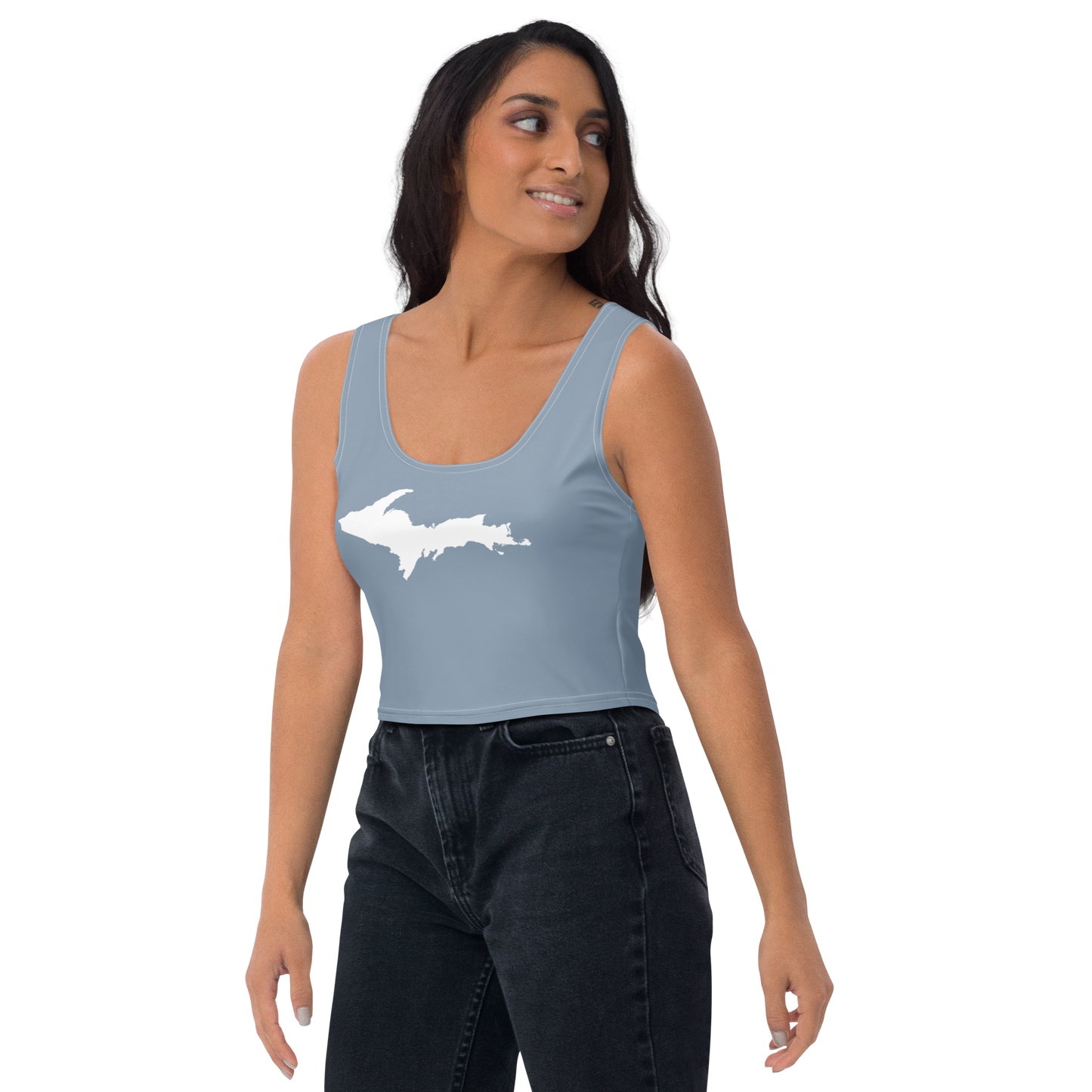 Michigan Upper Peninsula Crop Tank (w/ UP Outline) | B-24 Grey