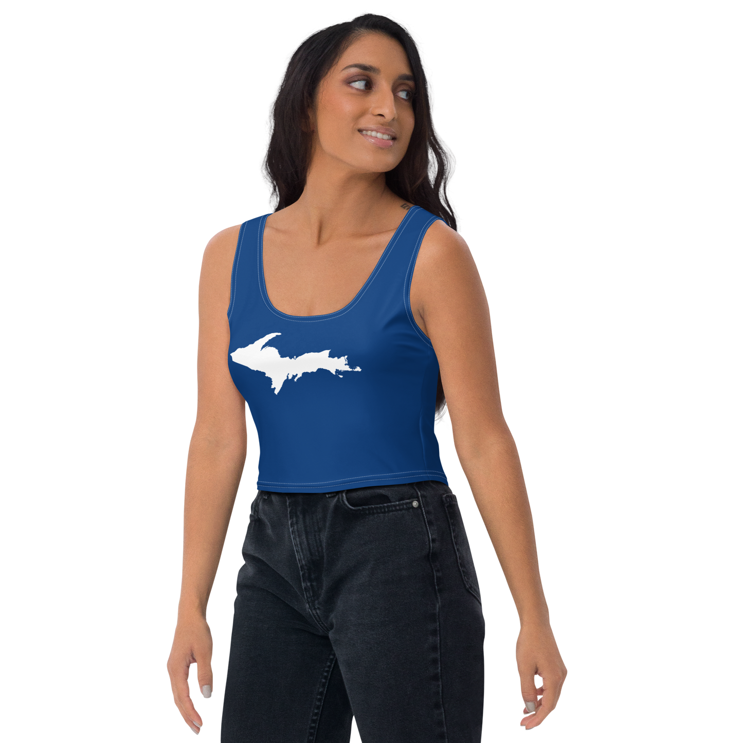 Michigan Upper Peninsula Crop Tank (w/ UP Outline) | Dearborn Blue