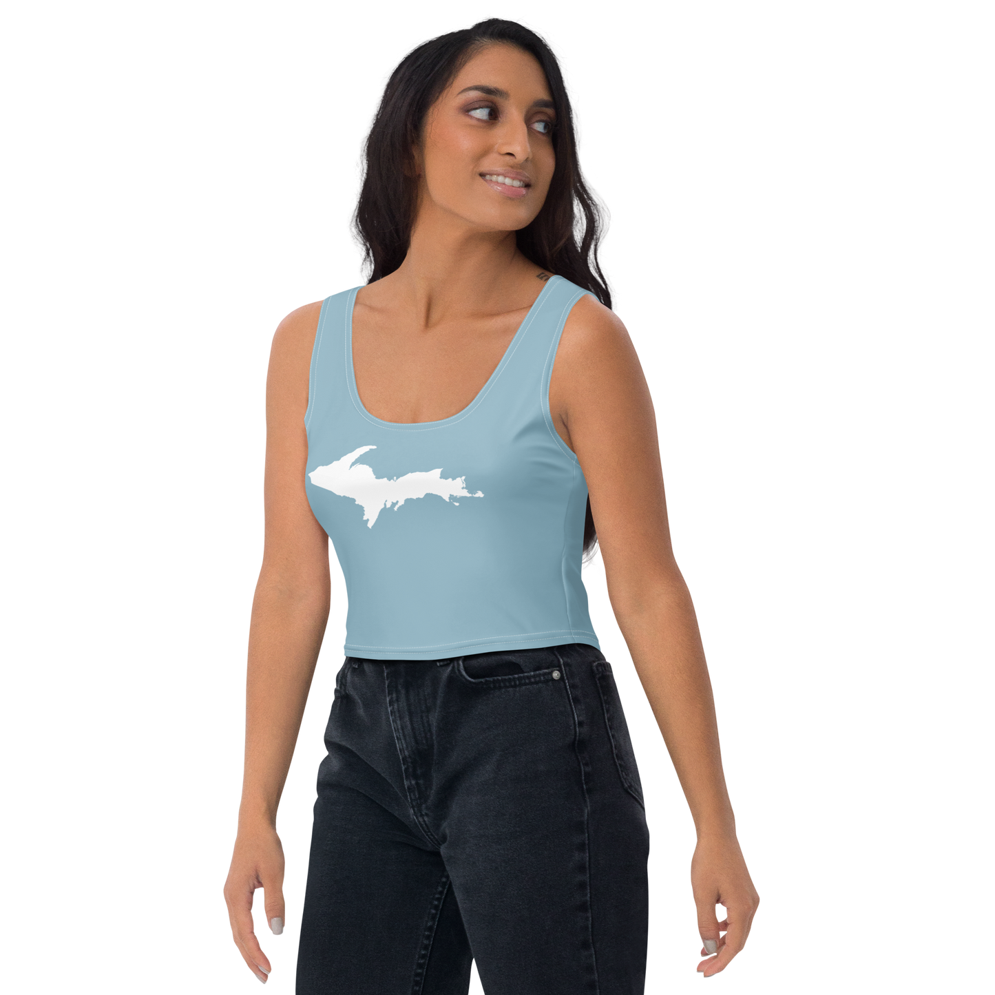 Michigan Upper Peninsula Crop Tank (w/ UP Outline) | Opal Blue