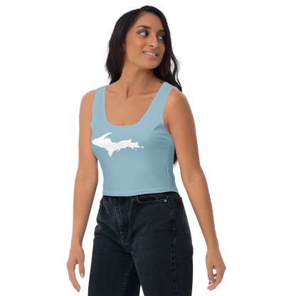 Michigan Upper Peninsula Crop Tank (w/ UP Outline) | Opal Blue