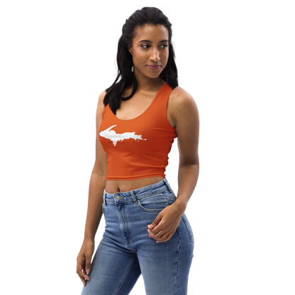 Michigan Upper Peninsula Crop Tank (w/ UP Outline) | Maple Leaf Orange