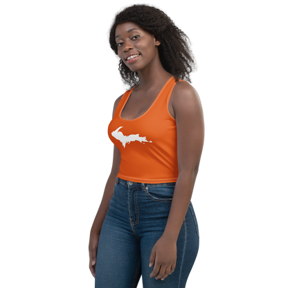 Michigan Upper Peninsula Crop Tank (w/ UP Outline) | Maple Leaf Orange