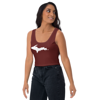 Michigan Upper Peninsula Crop Tank (w/ UP Outline) | Cherrywood Color