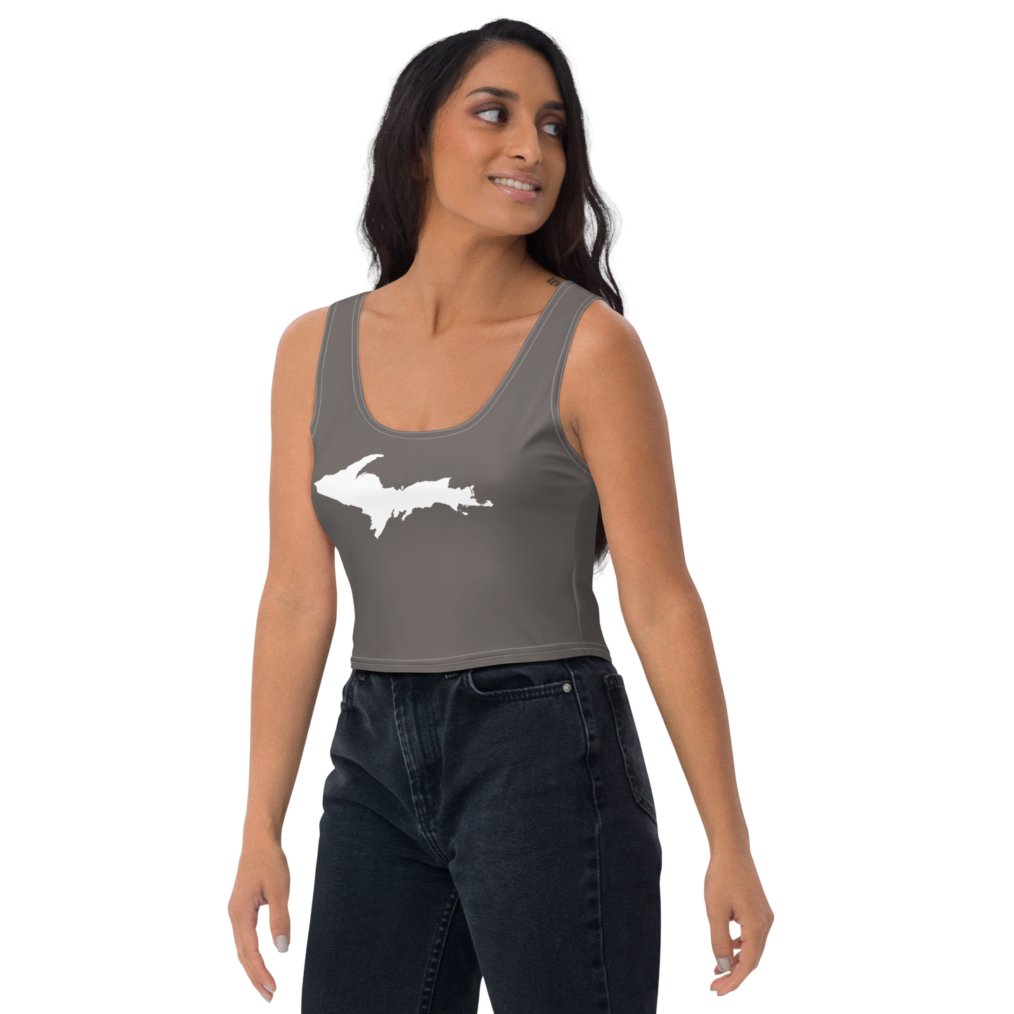 Michigan Upper Peninsula Crop Tank (w/ UP Outline) | Warren Tank Grey