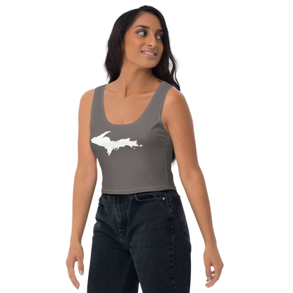 Michigan Upper Peninsula Crop Tank (w/ UP Outline) | Warren Tank Grey