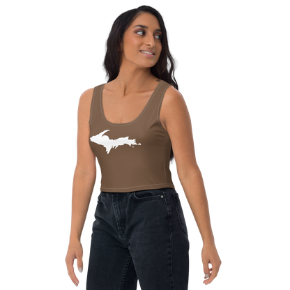 Michigan Upper Peninsula Crop Tank (w/ UP Outline) | Coffee Color