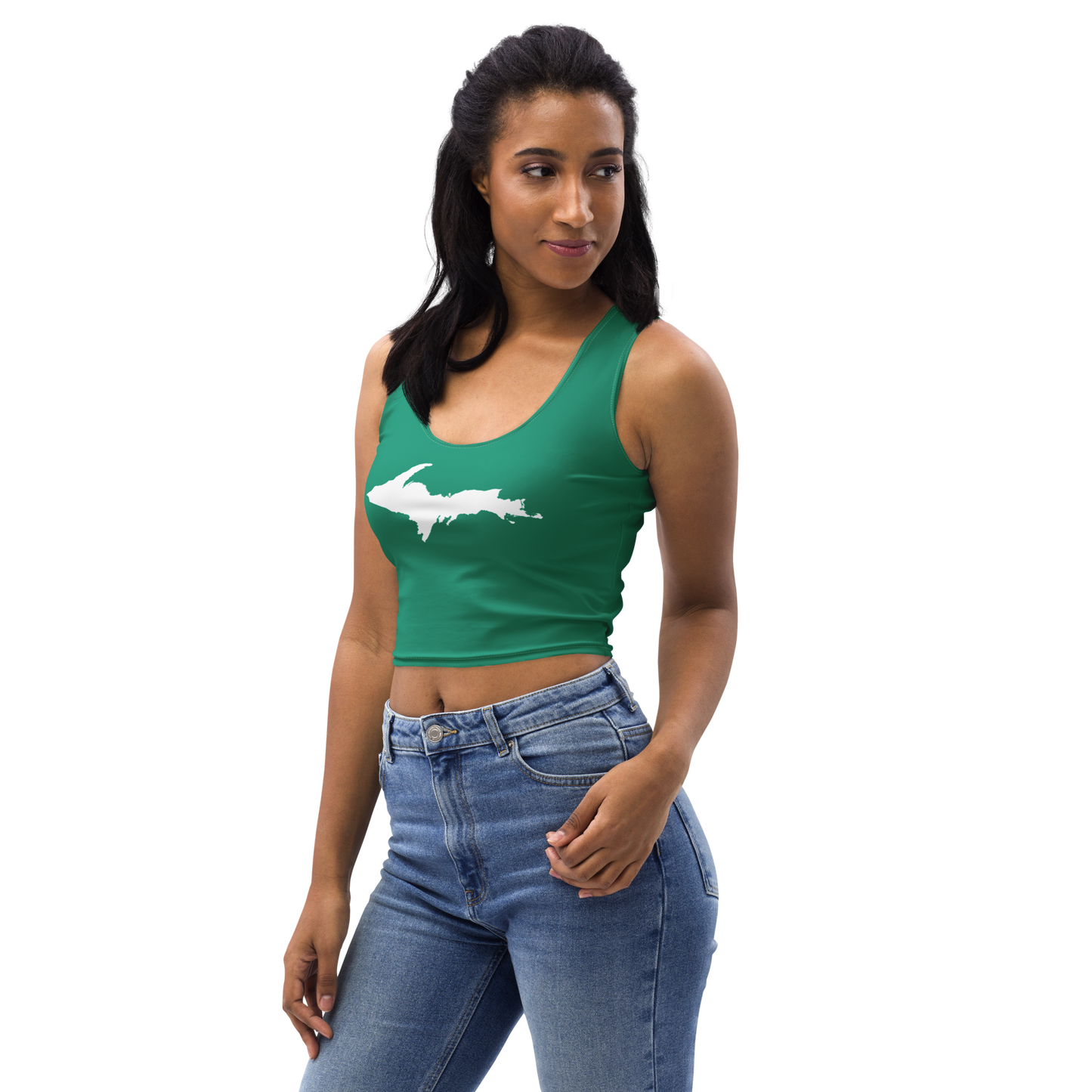 Michigan Upper Peninsula Crop Tank (w/ UP Outline) | Emerald Green