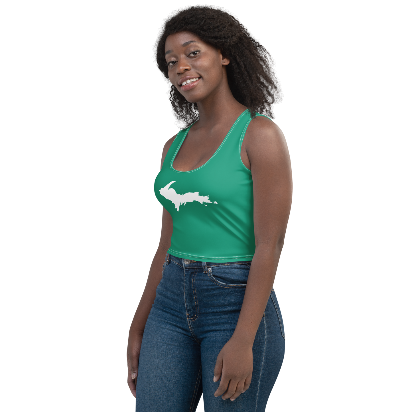 Michigan Upper Peninsula Crop Tank (w/ UP Outline) | Emerald Green