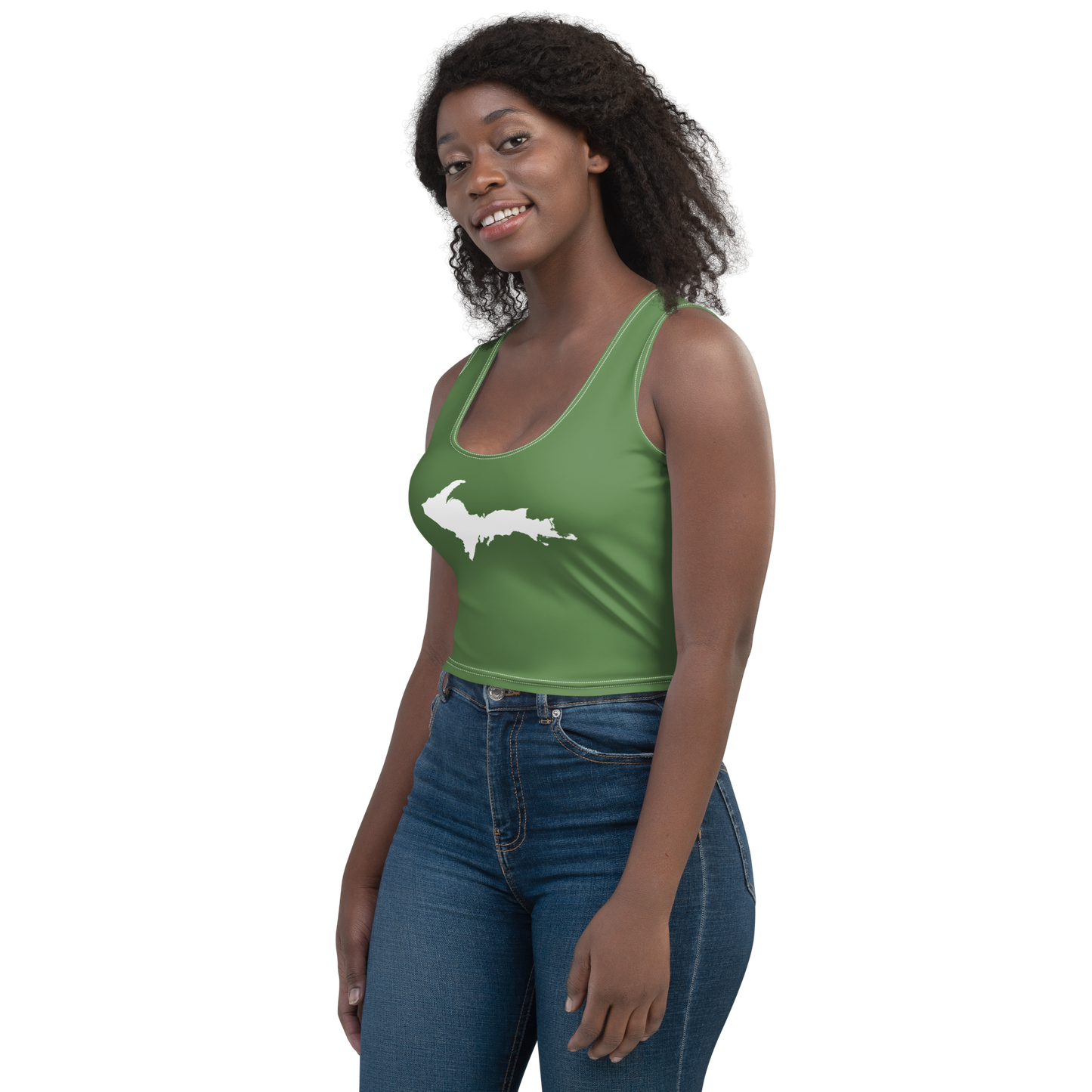 Michigan Upper Peninsula Crop Tank (w/ UP Outline) | Pine Green