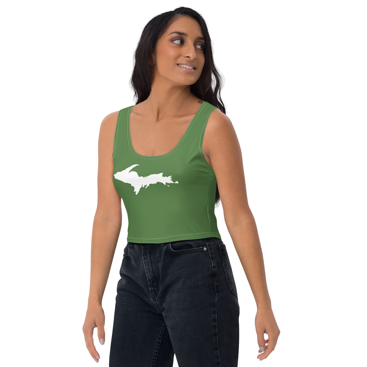 Michigan Upper Peninsula Crop Tank (w/ UP Outline) | Pine Green