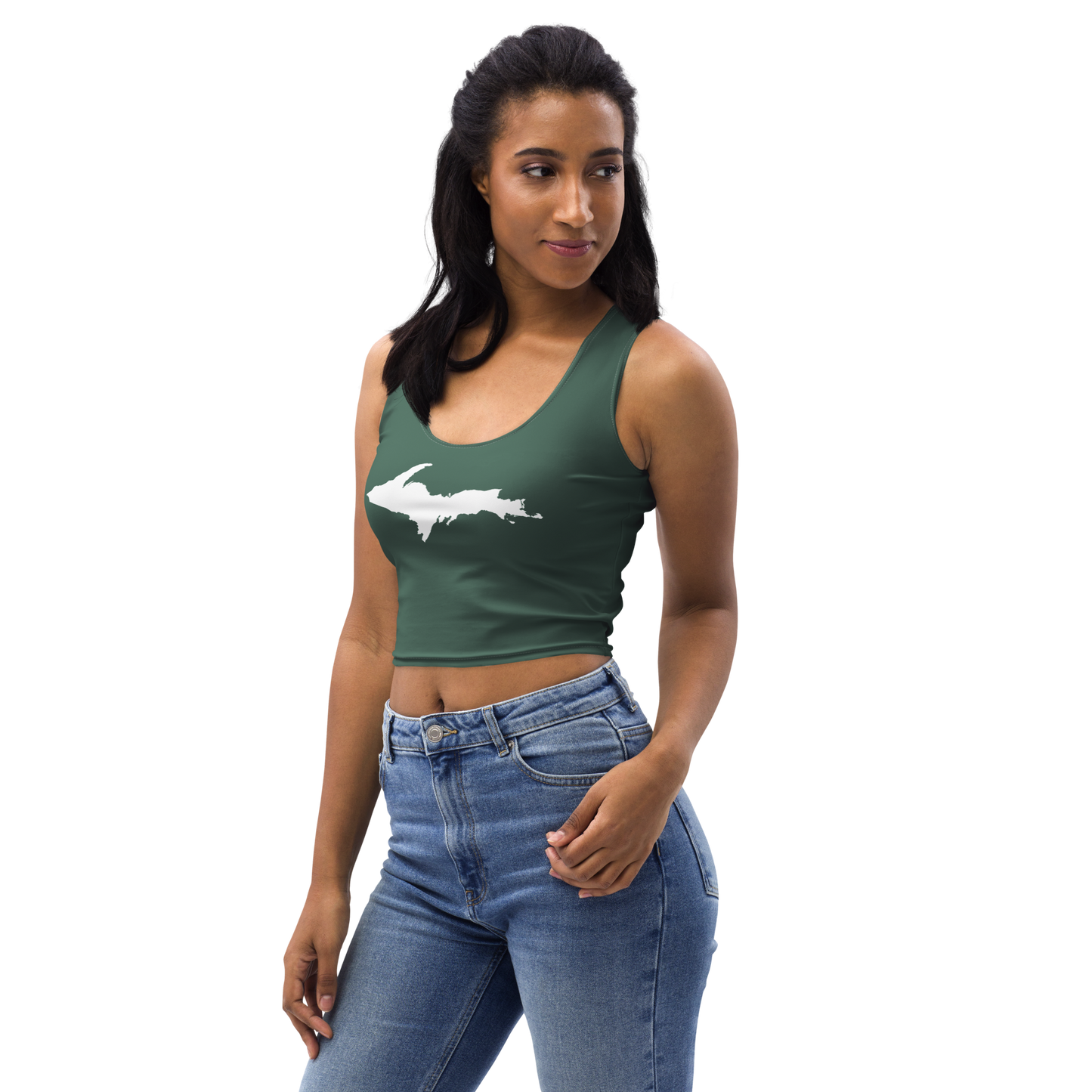 Michigan Upper Peninsula Crop Tank (w/ UP Outline) | Ginger Ale Green