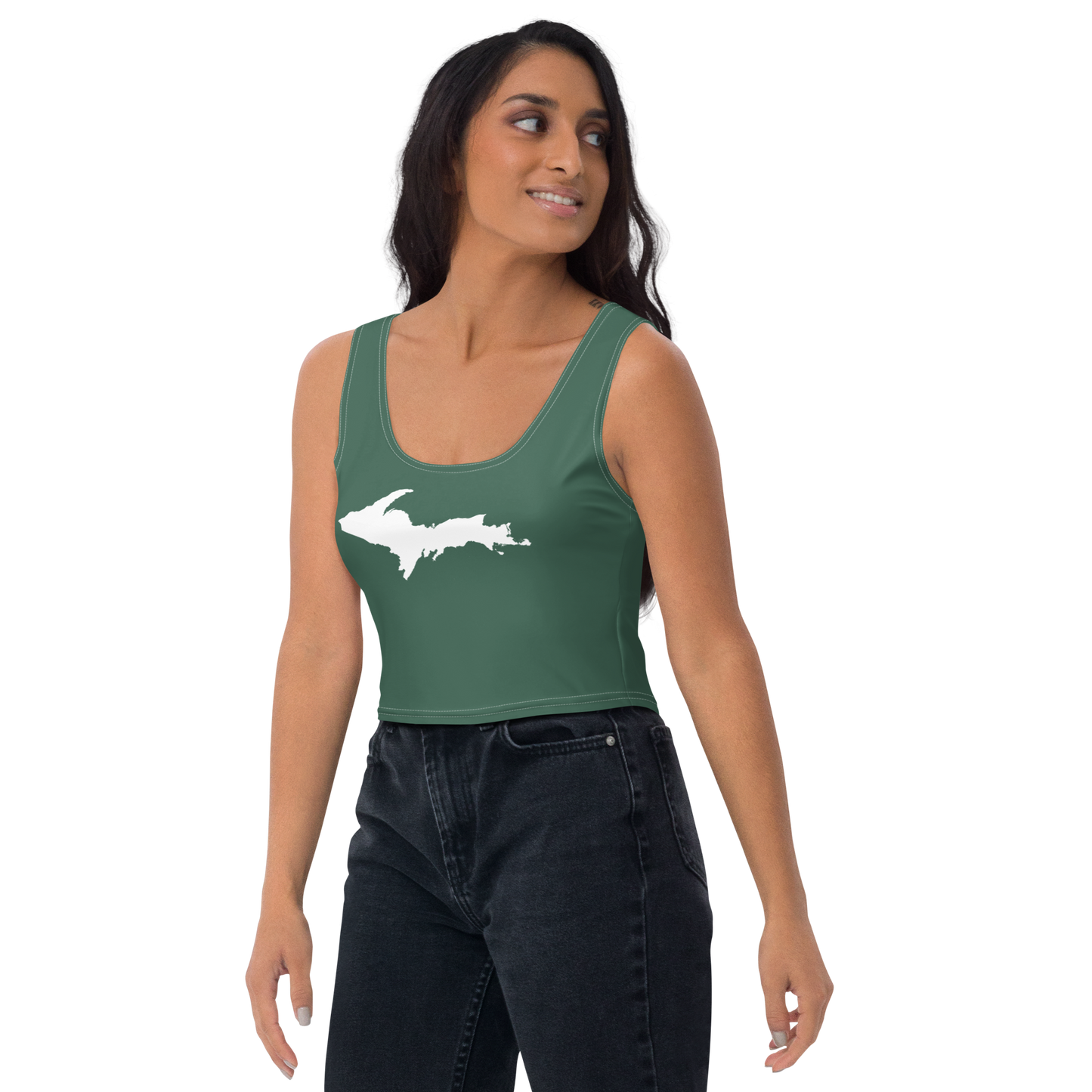 Michigan Upper Peninsula Crop Tank (w/ UP Outline) | Ginger Ale Green