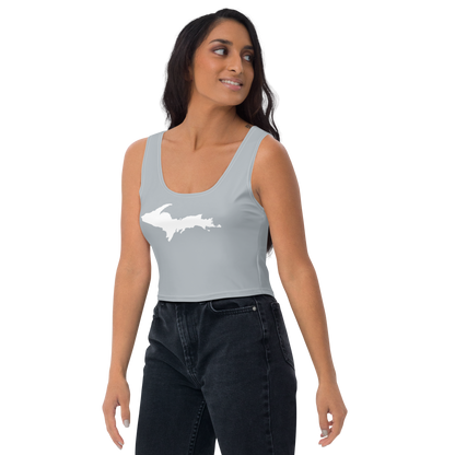 Michigan Upper Peninsula Crop Tank (w/ UP Outline) | Silver