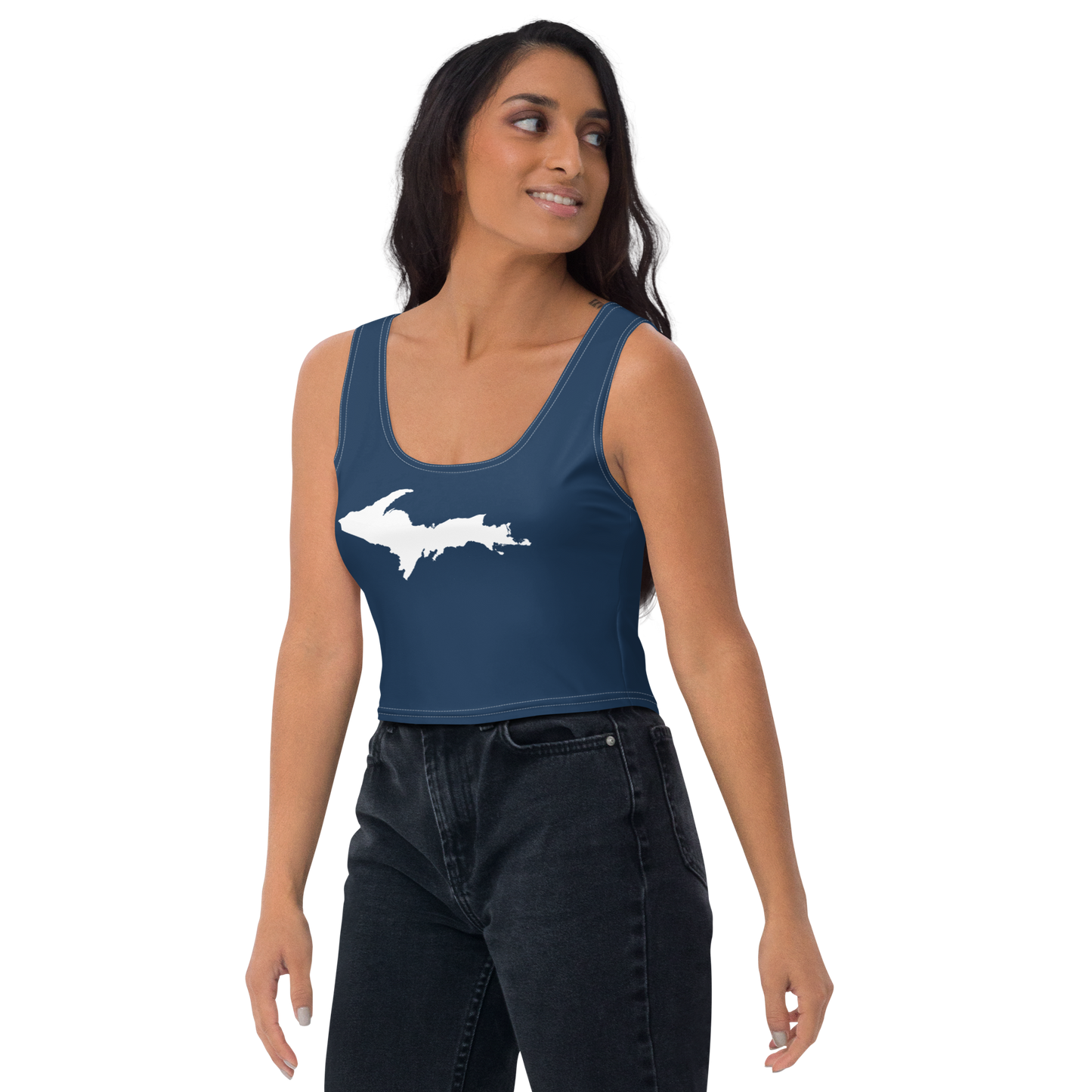 Michigan Upper Peninsula Crop Tank (w/ UP Outline) | Navy