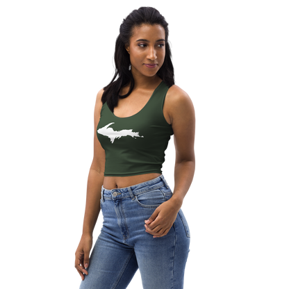 Michigan Upper Peninsula Crop Tank (w/ UP Outline) | Military Green