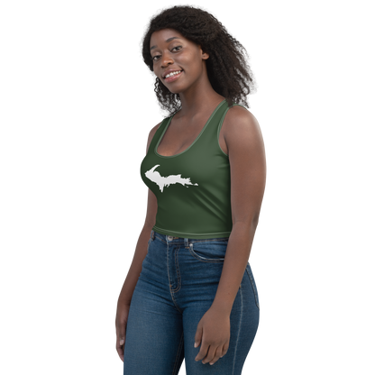 Michigan Upper Peninsula Crop Tank (w/ UP Outline) | Military Green