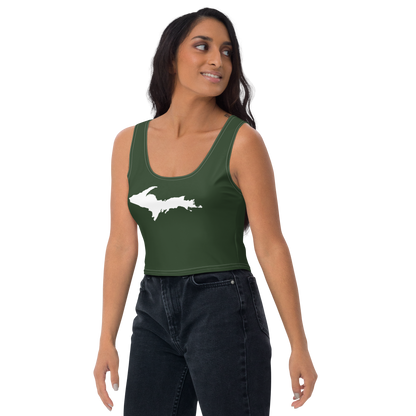 Michigan Upper Peninsula Crop Tank (w/ UP Outline) | Military Green