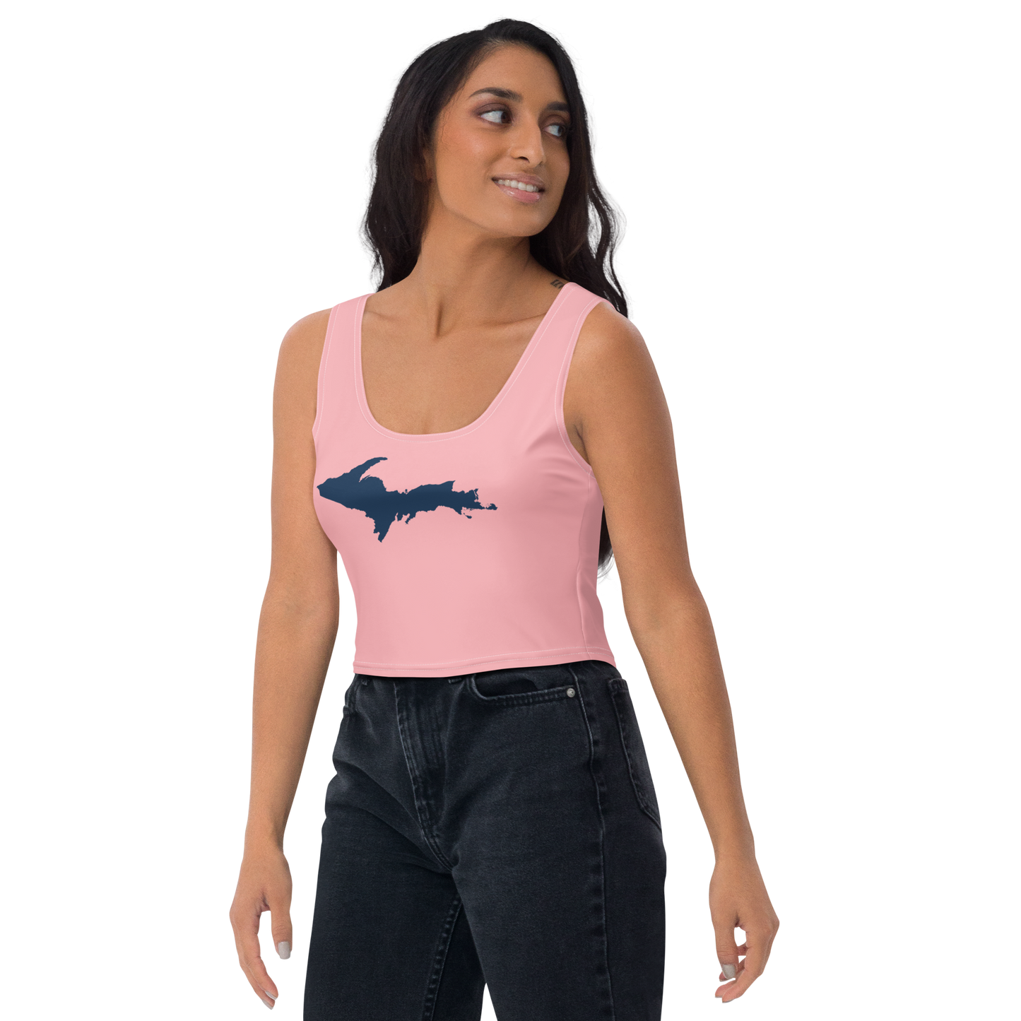 Michigan Upper Peninsula Crop Tank (w/ UP Outline) | Strawberry Pink