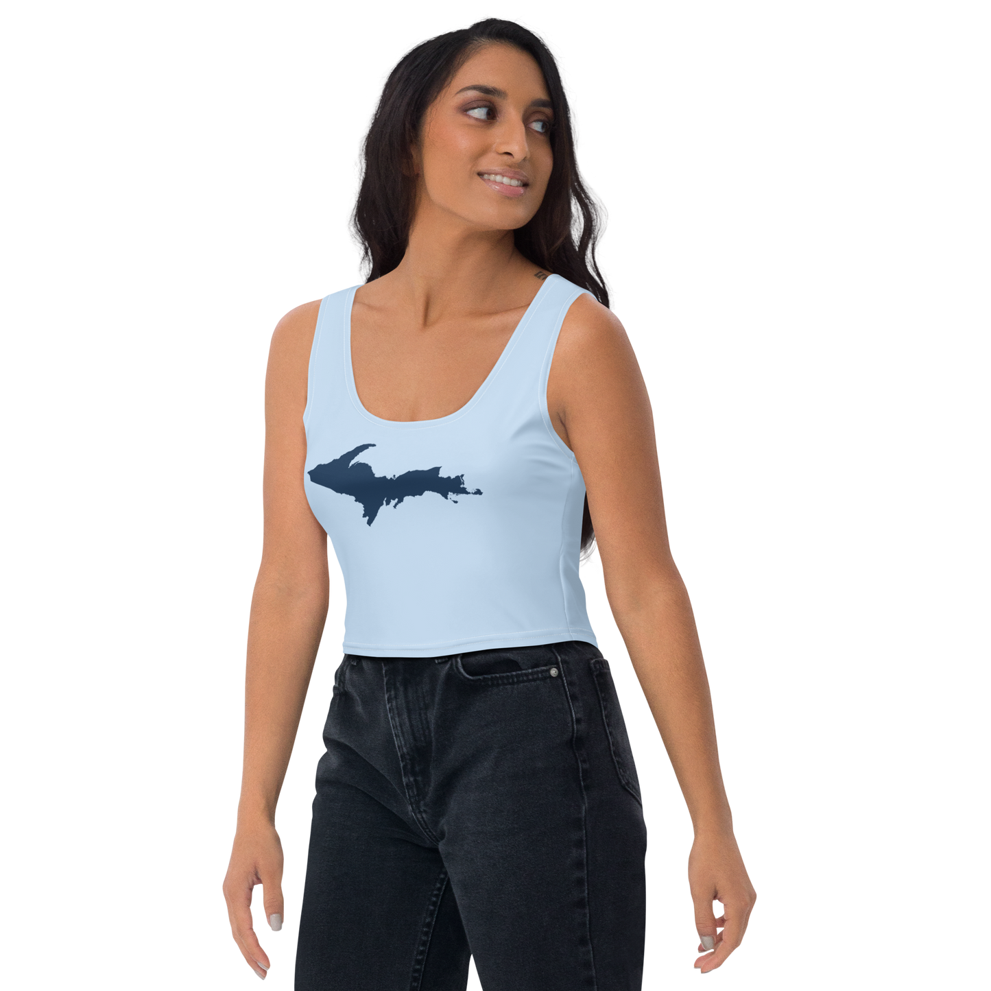 Michigan Upper Peninsula Crop Tank (w/ UP Outline) | Light Blue