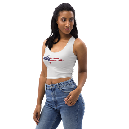 Michigan Upper Peninsula Crop Tank (w/ UP USA Flag) | Birch Bark White