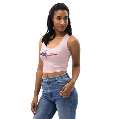 Michigan Upper Peninsula Crop Tank (w/ UP USA Flag) | Pale Pink