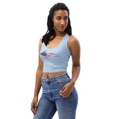 Michigan Upper Peninsula Crop Tank (w/ UP USA Flag) | Light Blue