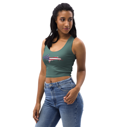 Michigan Upper Peninsula Crop Tank (w/ UP USA Flag) | Copper Green