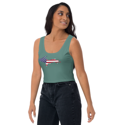 Michigan Upper Peninsula Crop Tank (w/ UP USA Flag) | Copper Green