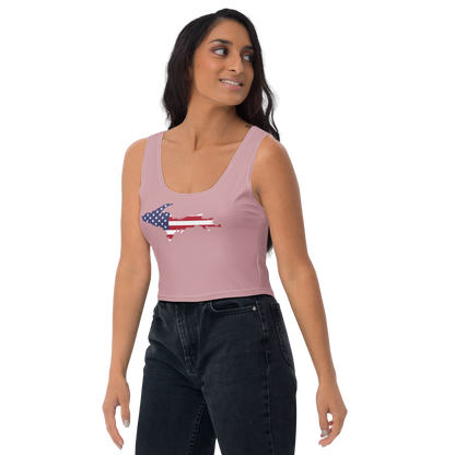 Michigan Upper Peninsula Crop Tank (w/ UP USA Flag) | Cherry Blossom Pink