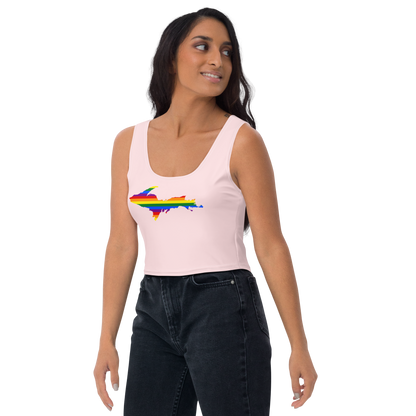 Michigan Upper Peninsula Crop Tank (w/ UP Rainbow Pride Flag) | Pale Pink