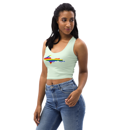 Michigan Upper Peninsula Crop Tank (w/ UP Rainbow Pride Flag) | Dew Green