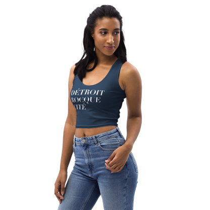 'Détroit Rocque Cité' Crop Tank | Navy