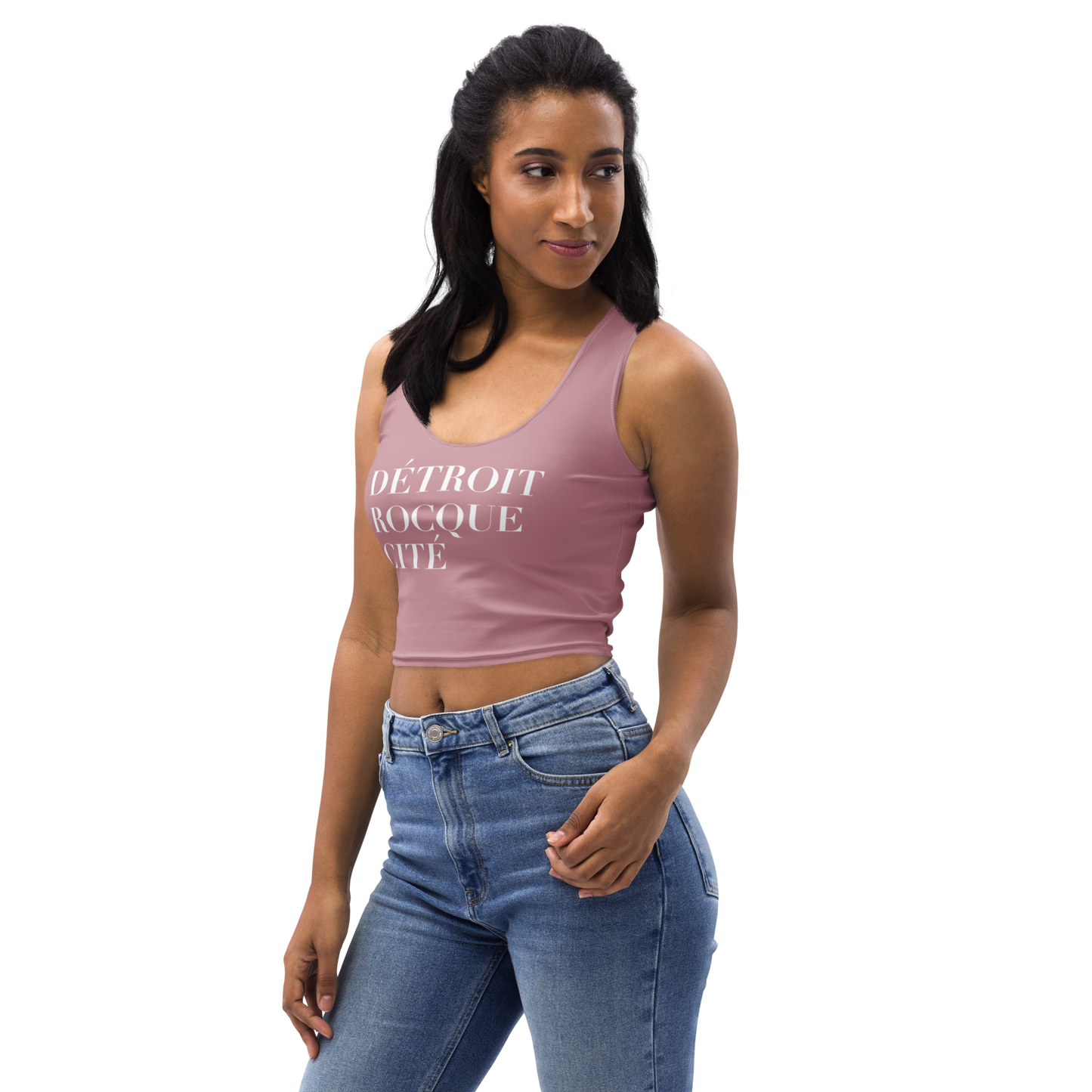 'Détroit Rocque Cité' Crop Tank | Cherry Blossom Pink