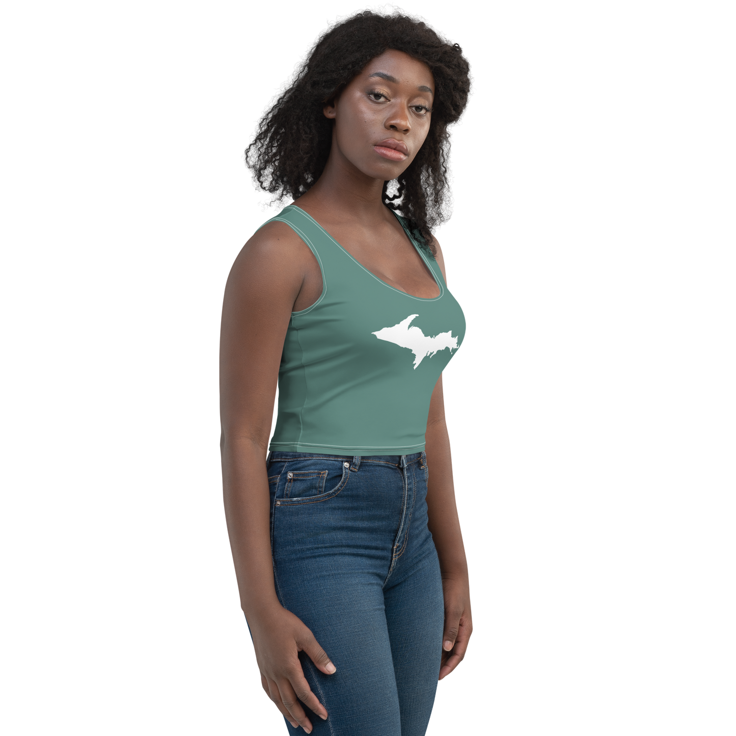 Michigan Upper Peninsula Crop Tank (w/ UP Outline) | Copper Green