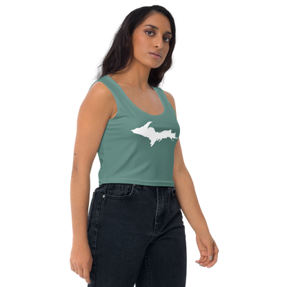 Michigan Upper Peninsula Crop Tank (w/ UP Outline) | Copper Green