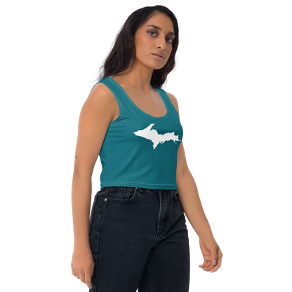 Michigan Upper Peninsula Crop Tank (w/ UP Outline) | Auburn Hills Teal