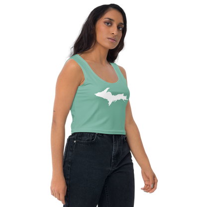 Michigan Upper Peninsula Crop Tank (w/ UP Outline) | Metallic Mint Green