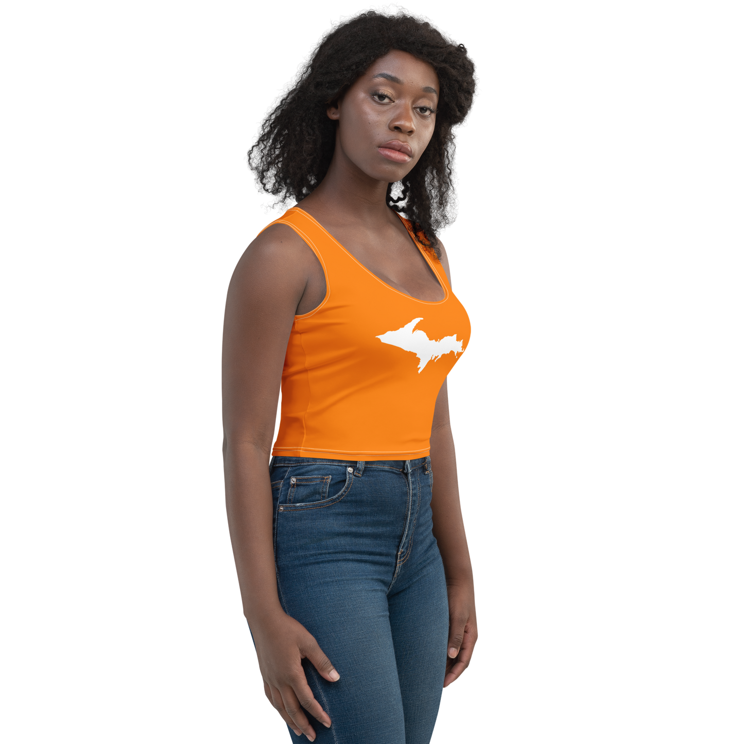 Michigan Upper Peninsula Crop Tank (w/ UP Outline) | Safety Orange